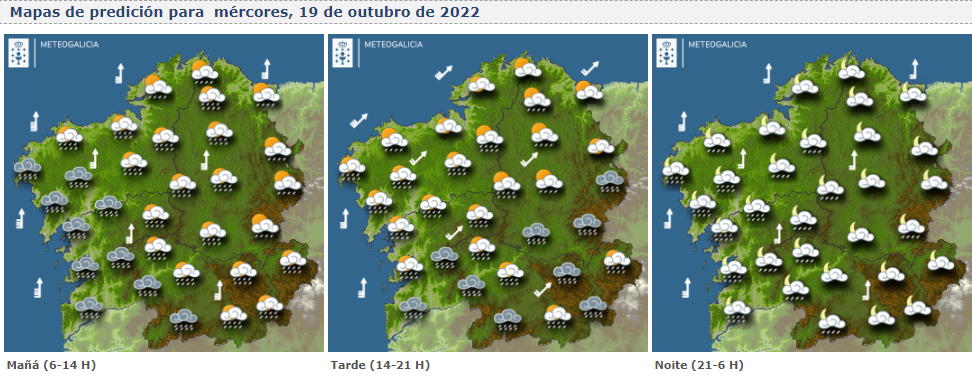 <p> Mapas del tiempo para este miércoles en Galicia. METEOGALICIA </p>