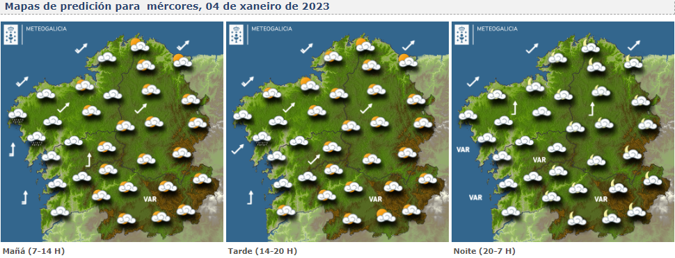  Mapas del tiempo para este miércoles en Galicia. METEOGALICIA 