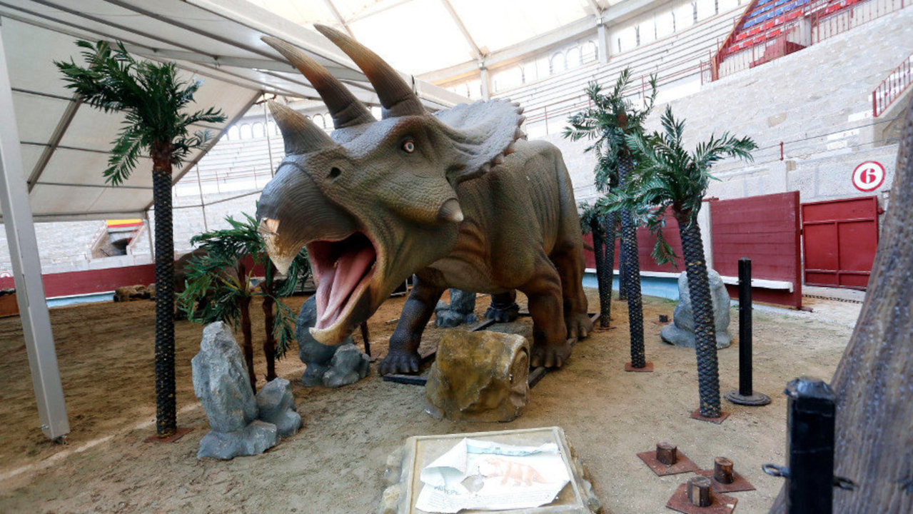 Exposición de dinosaurios en la Plaza de Toros de Pontevedra. JAVIER CERVERA