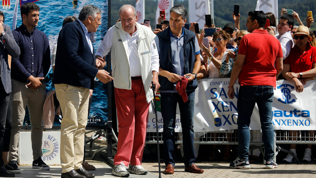 Juan Carlos I durante su última visita a Sanxenxo el pasado mes de mayo. JAVIER CERVERA-MERCADILLO