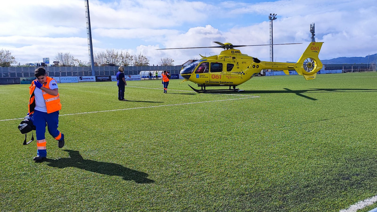El helicóptero trasladó al jugadar a un complejo hospitalario. DS