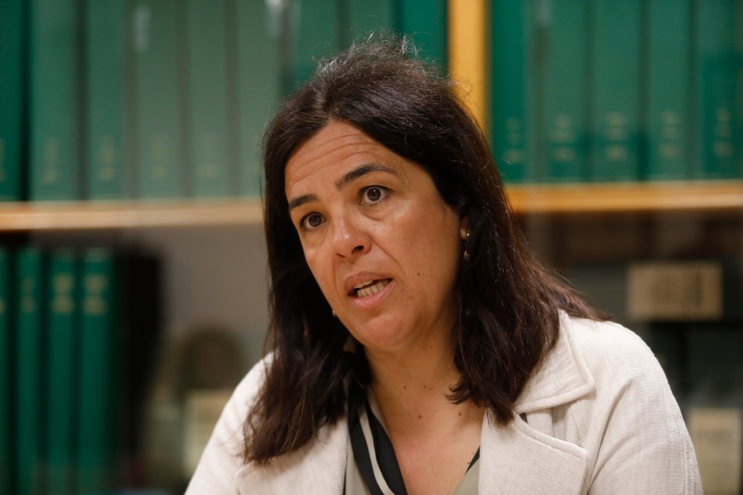 Marta Giráldez durante un debate en Diario de Pontevedra. GONZALO GARCÍA