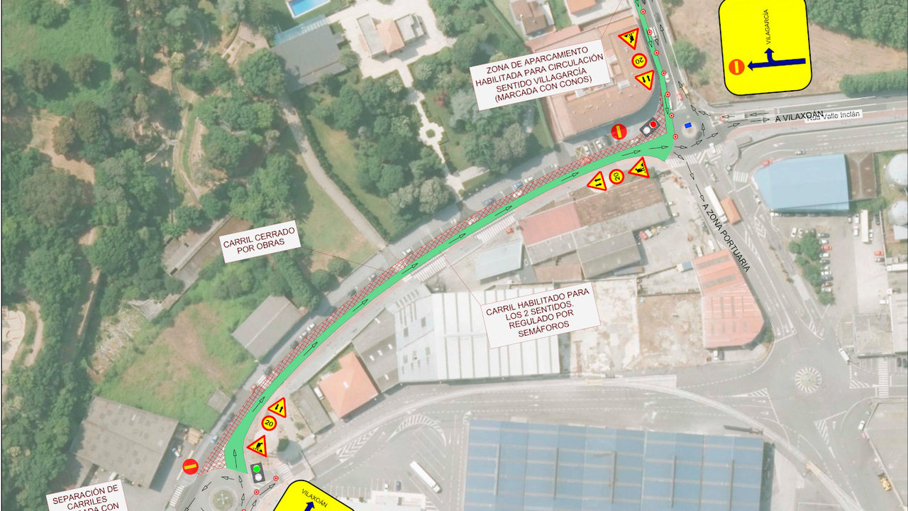 Infografía da reordenación do tráfico na avenida Valle Inclán de Vilagarcía. DS